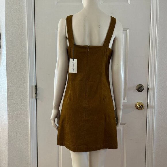 United By Blue Woman's Smoky Ochre Organic Corduroy Pinafore Dress sz sm - Picture 2 of 9